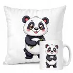 Zestaw Kubek + Poduszka Panda Zwierzak Słodki Dla Dzieci Prezent