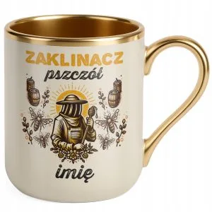 Kubki premium ecru ze złotym rantem