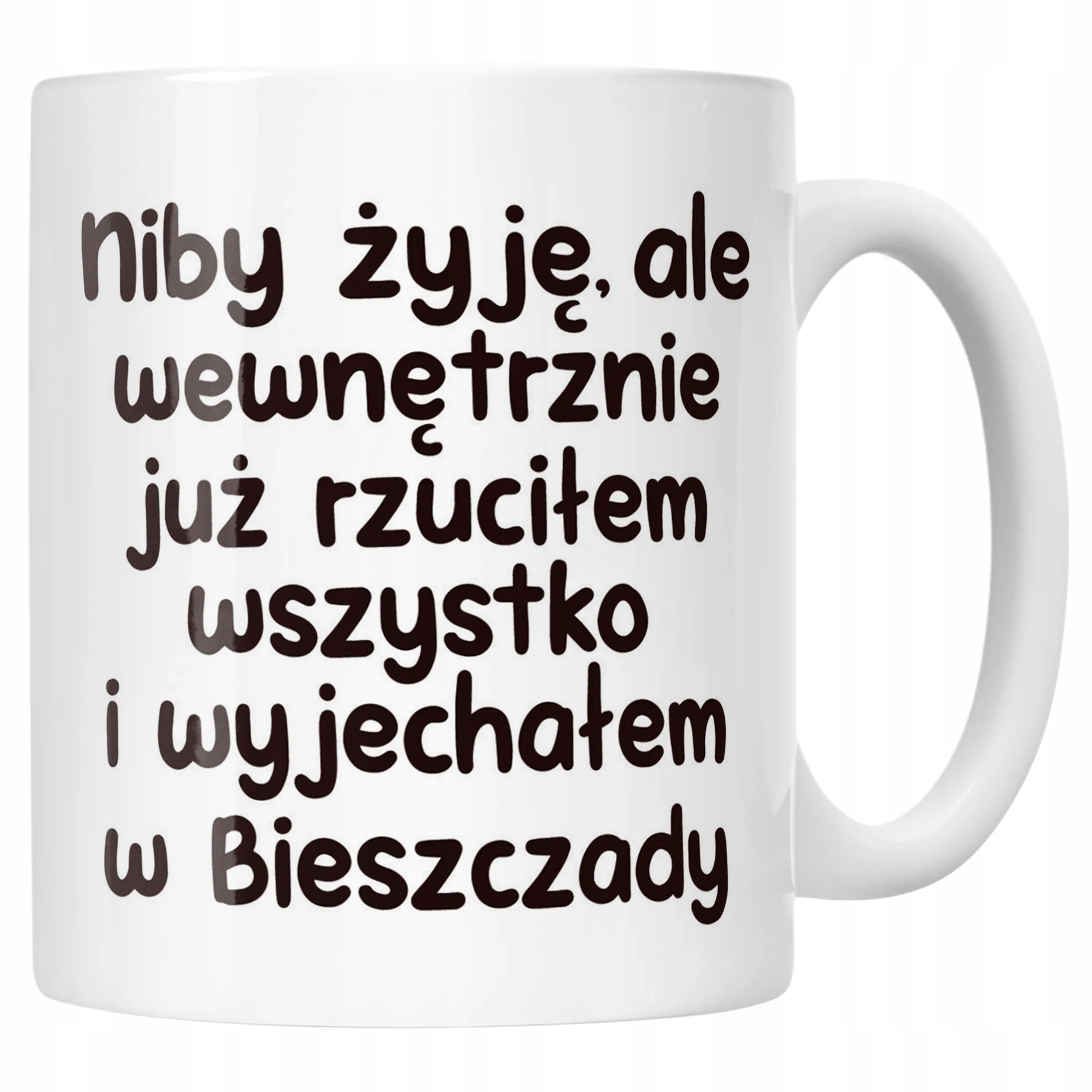 Kubek ceramiczny Niby Żyję Ale Wewnętrznie Śmieszny Zabawny Prezent