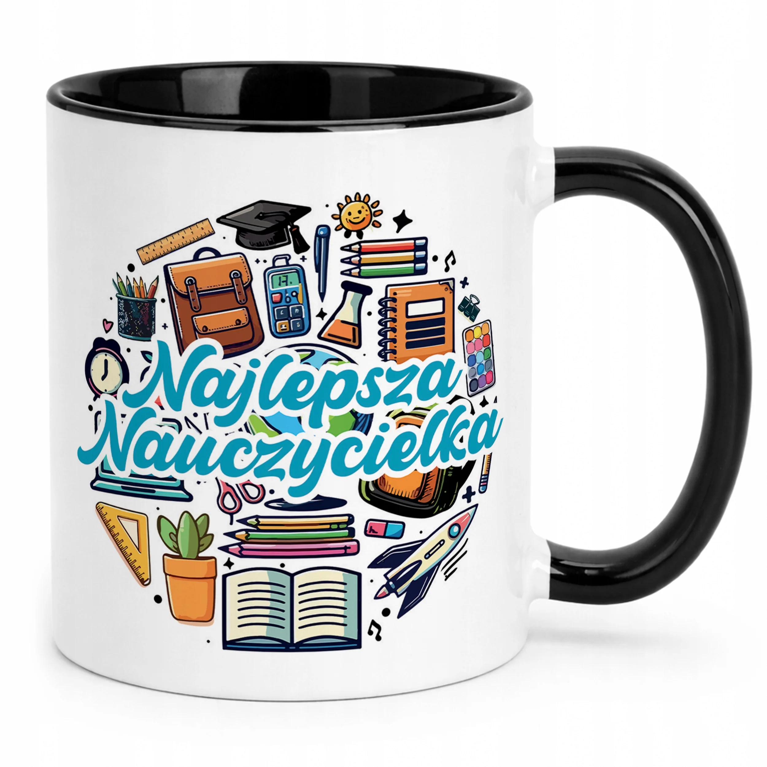 Kubek Czarny Najlepsza Nauczycielka Dzień Nauczyciela Prezent
