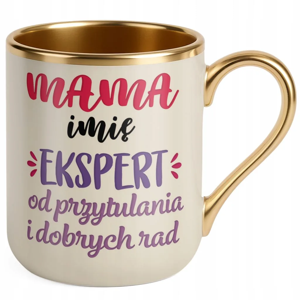 Kubek Premium Złoty Ecru Personalizowany Dzień Matki Dla Mamy