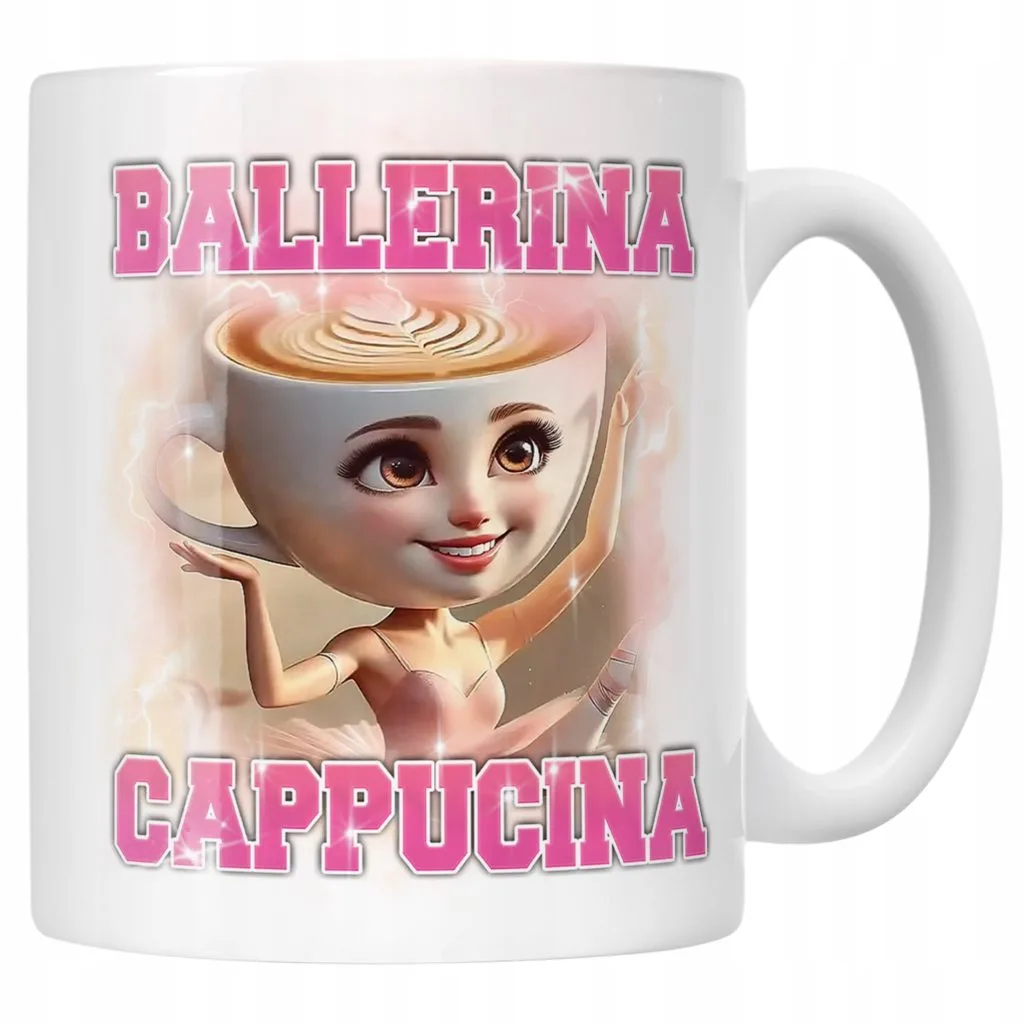 Kubek ceramiczny BRAINROT Ballerina Cappucina Memy Zabawny TikTok Viral