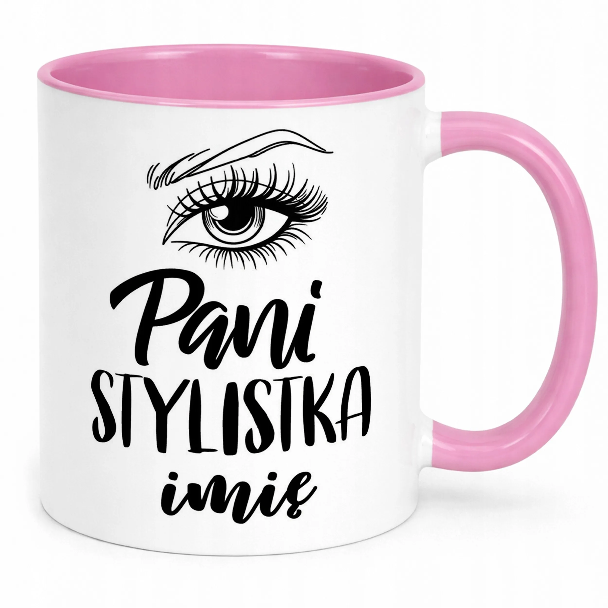 Kubek Różowy Personalizowany Pani Stylistka Rzęs Brwi Prezent