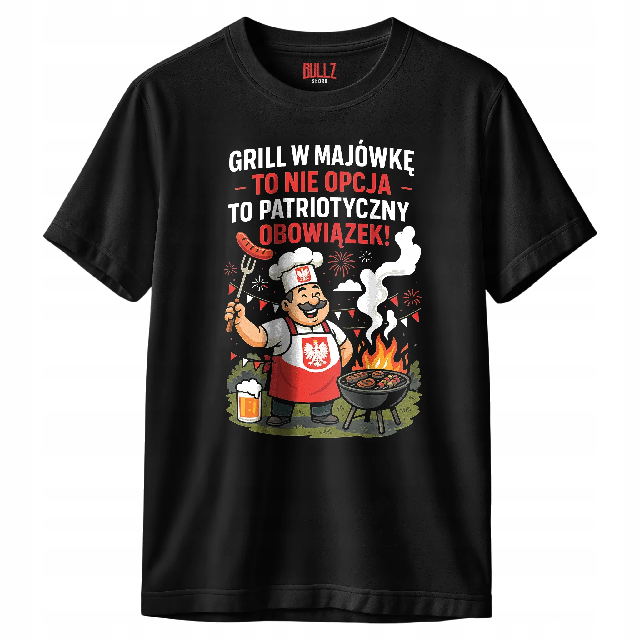 Koszulka czarna męska Grill W Majówkę Obowiązek Patriotyczny