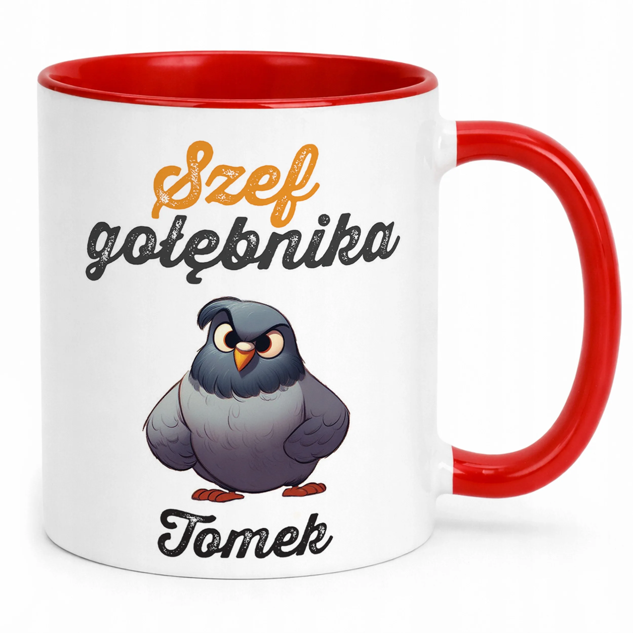 Kubek Czerwony Personalizowany Dla Gołębiarza Prezent Dla Hodowcy Gołębi