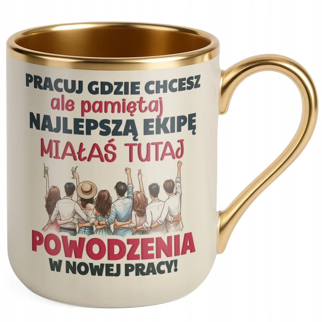 Kubek Premium Złoty Ecru Pożeganie Odejście z Pracy Prezent Upominek