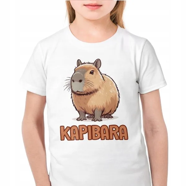 Koszulka biała dziecięca Kapibara Capybara Zwierzak