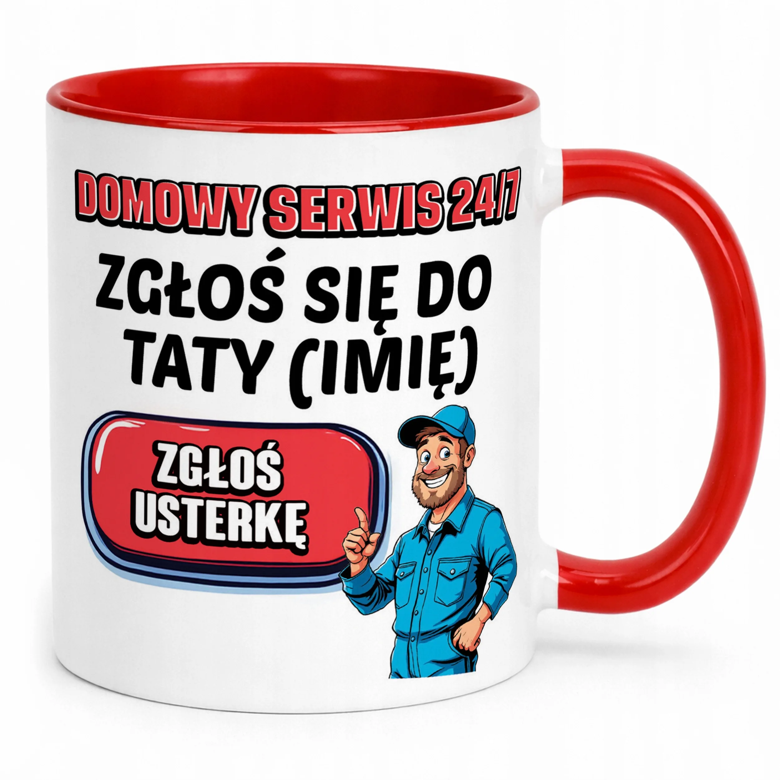 Kubek Czerwony Personalizowany Dzień Ojca Zgłoś Się Do Taty Prezent