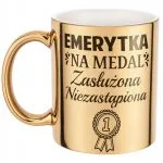 Złoty Kubek ceramiczny z okazji Emerytury Dla Emerytki Prezent Upominek