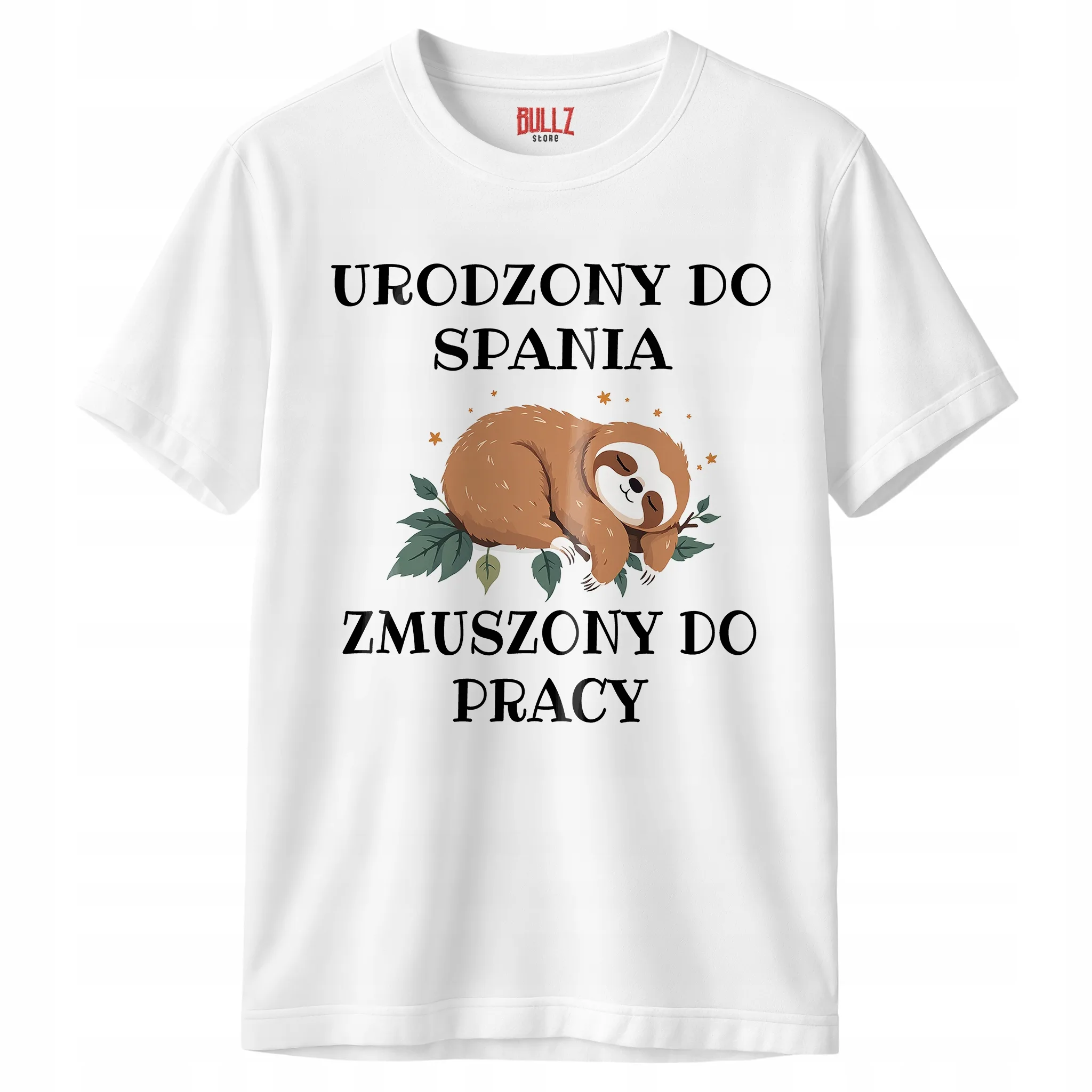 Koszulka biała męska Urodzony Do Spania Zabawny Prezent