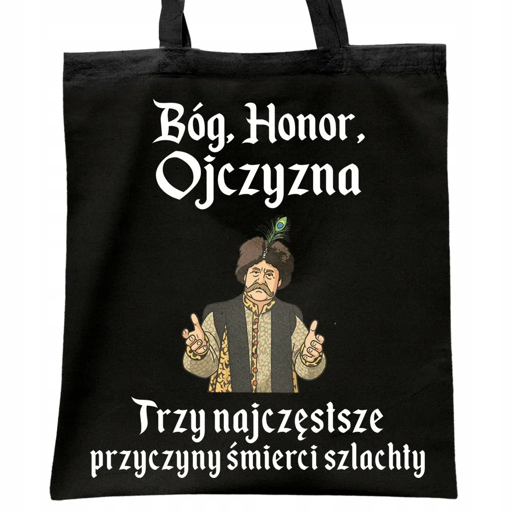 Torba bawełniana czarna na zakupy 1670 Bóg Honor Ojczyzna