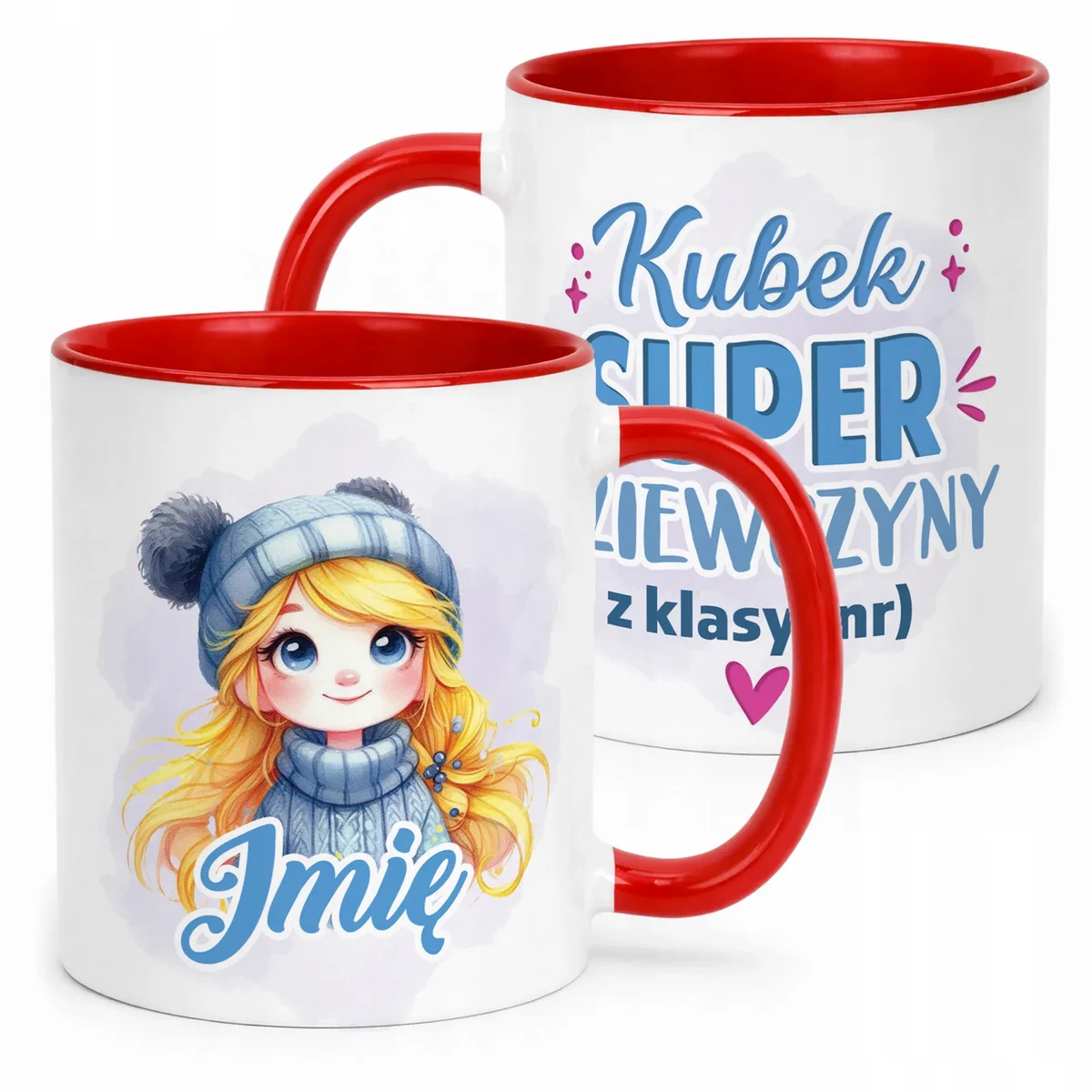 Kubek Czerwony Z Imieniem Klasa Dzień Kobiet Dla Dziewczynki Prezent