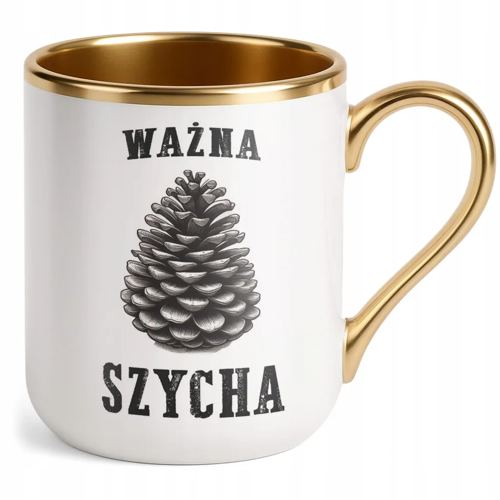 Kubek Premium Złoty Ważna Szycha Zabawny Prezent Upominek