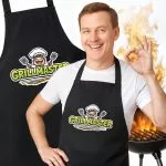 Bawełniany Czarny Fartuch Kuchenny Grillmaster Fartuszek Z Nadrukiem