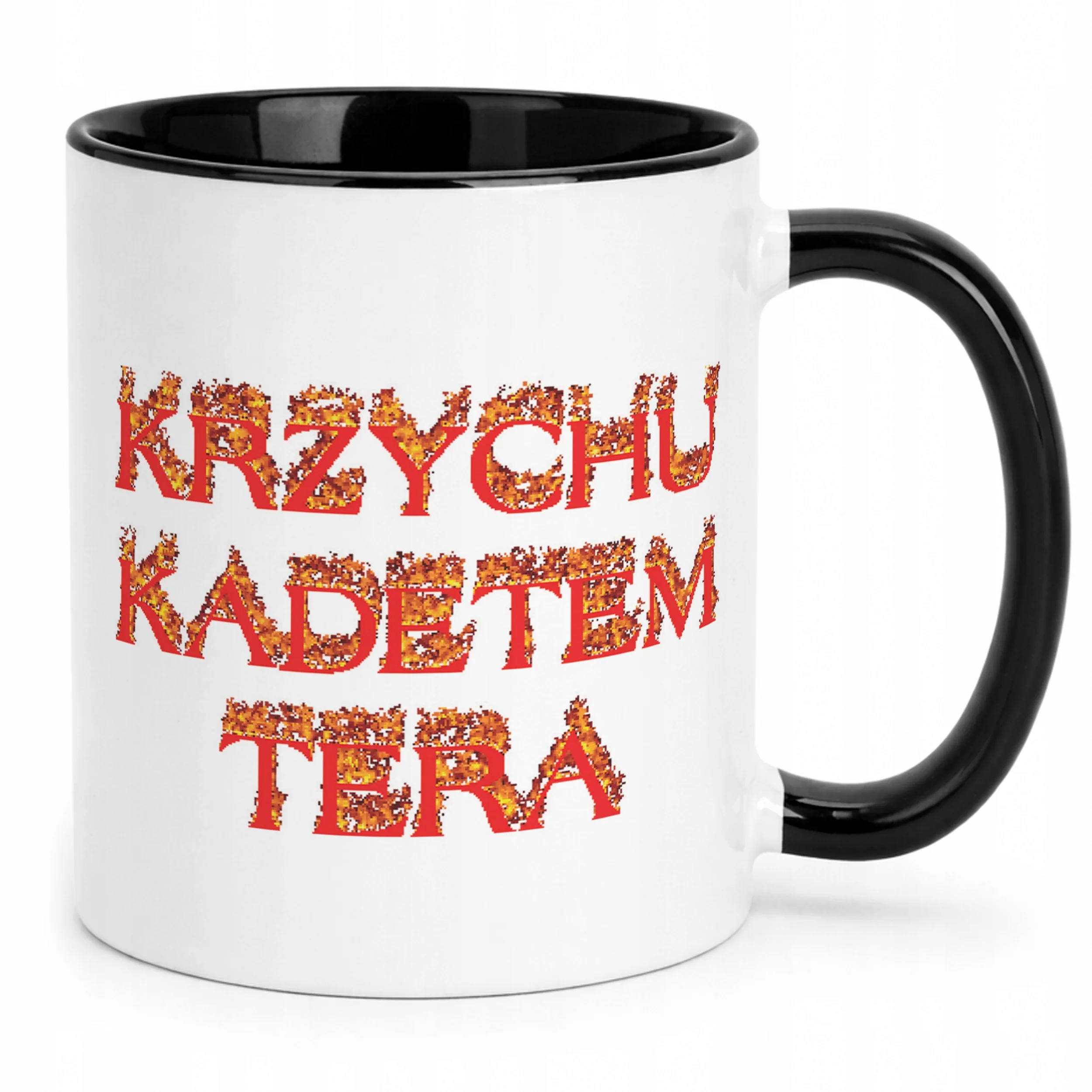 Kubek Czarny Krzychu Kadetem Tera Memy Zabawne Prezent
