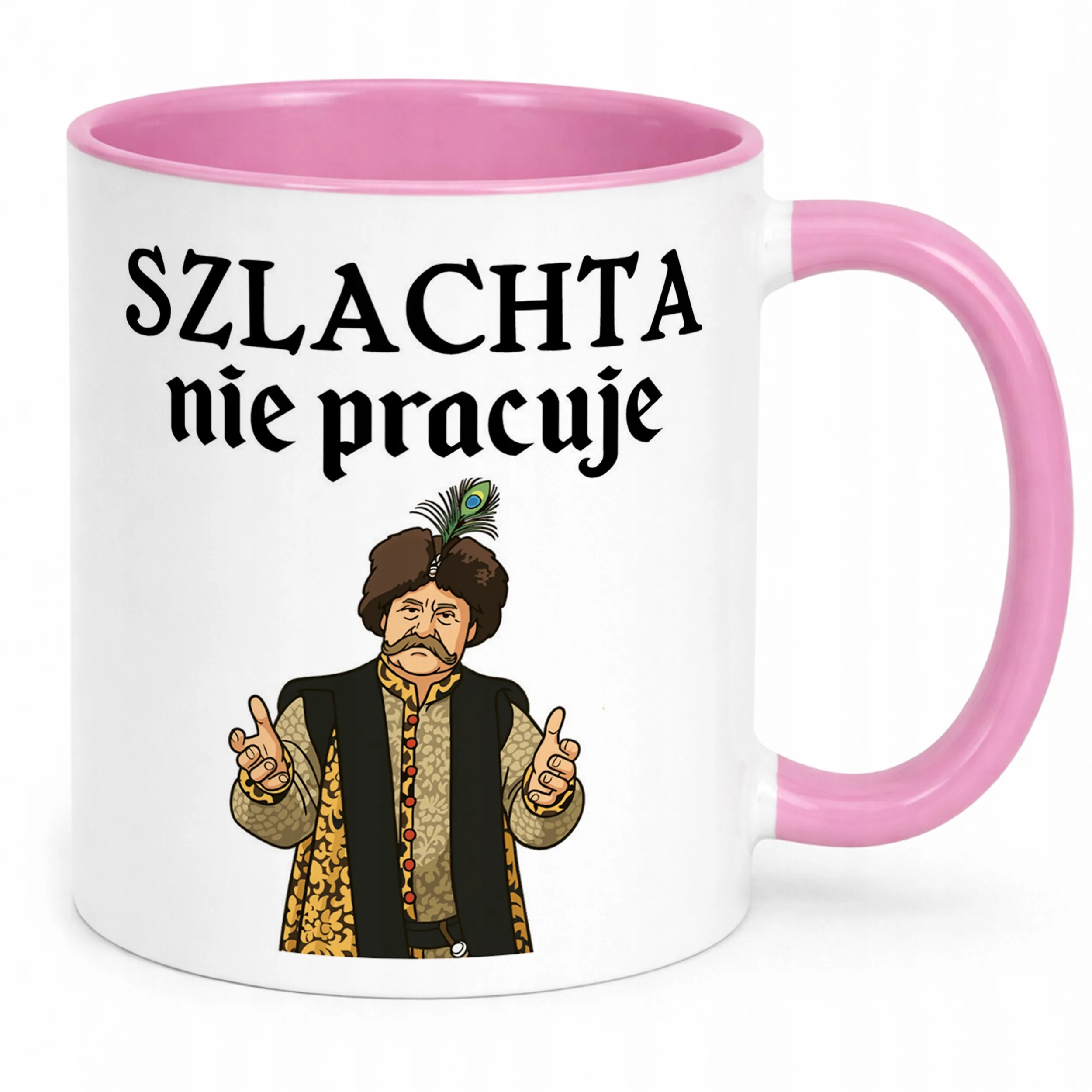 Kubek Różowy 1670 Szlachta Nie Pracuje Jan Paweł Prezent Upominek