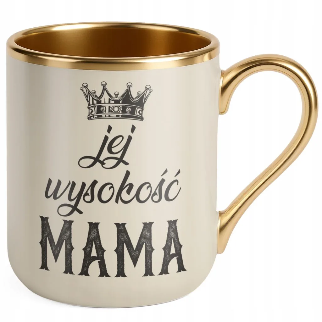 Kubek Premium Złoty Ecru Dzień Matki Dla Mamy Prezent Jej Wyskość Mama