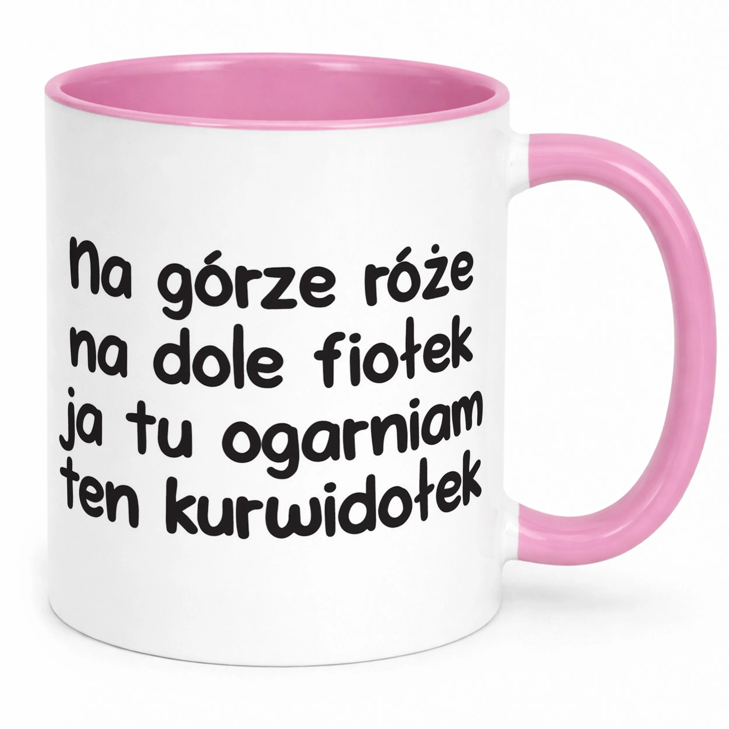 Kubek Różowy Na Górze Róże Na Dole Fiołek Śmieszny Zabawny Prezent