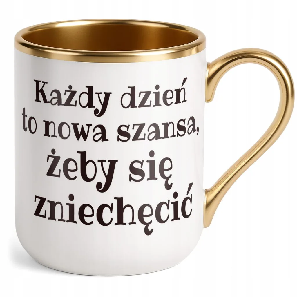 Kubek Premium Złoty Każdy Dzień To Nowa Szansa Zabawny Prezent