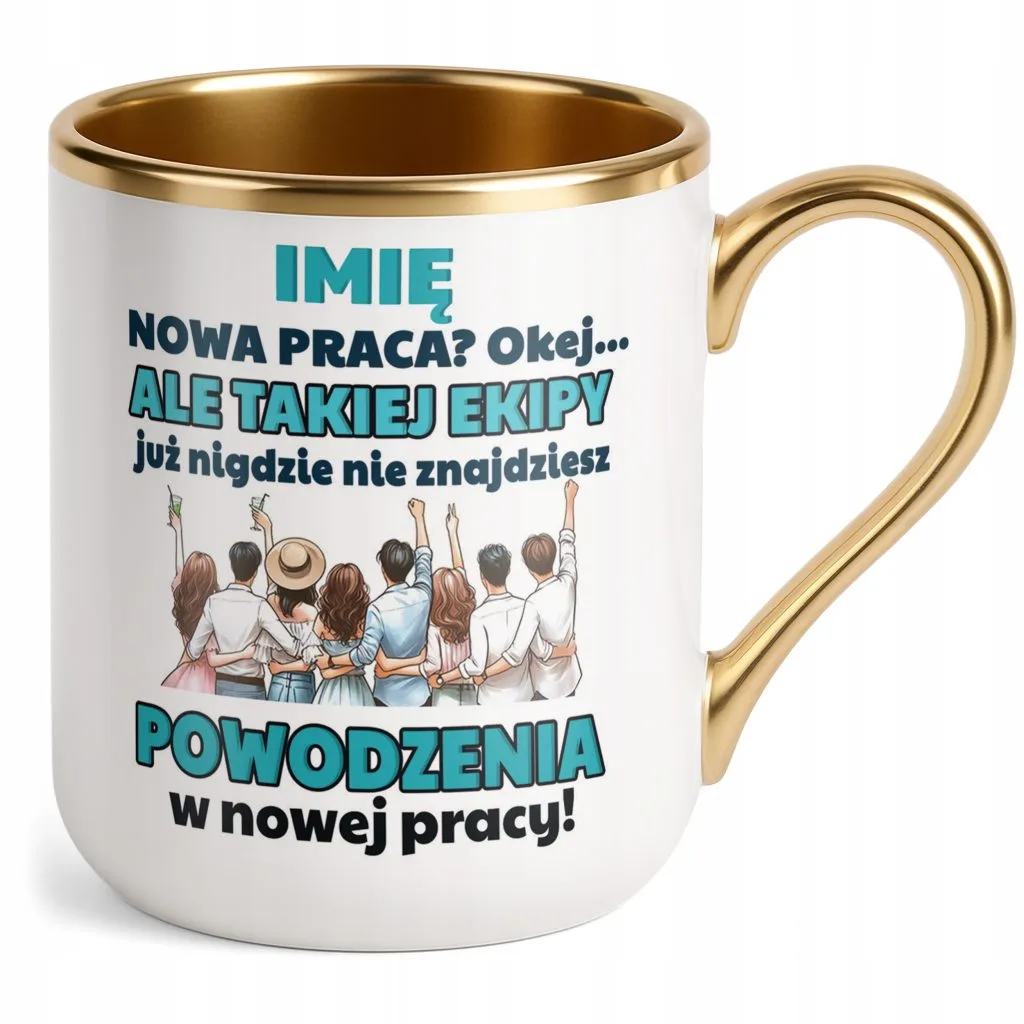 Kubek Premium Złoty Personalizowany Pożeganie Odejście z Pracy Prezent
