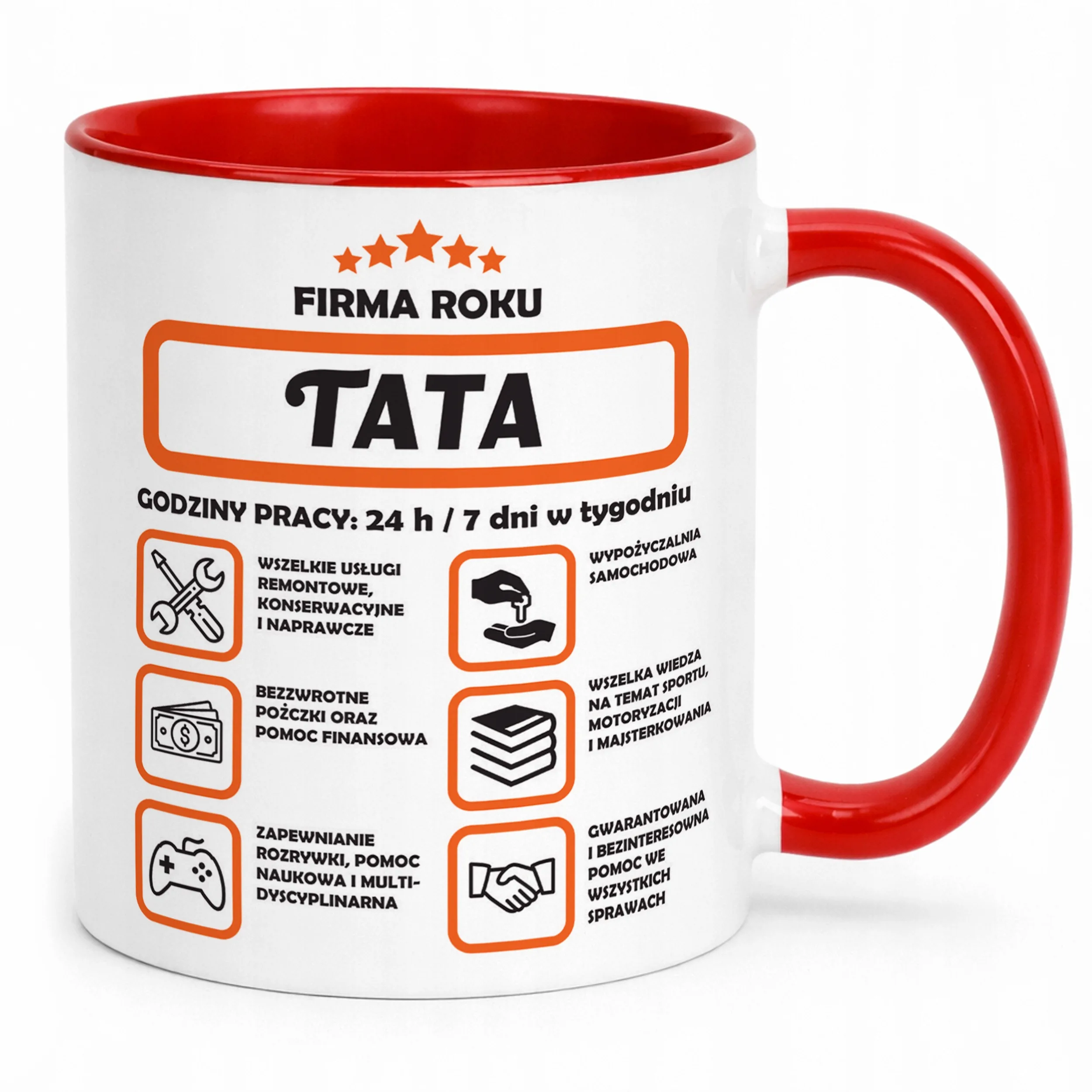 Kubek Czerwony Dzień Ojca Dla Taty Firma Tata Prezent