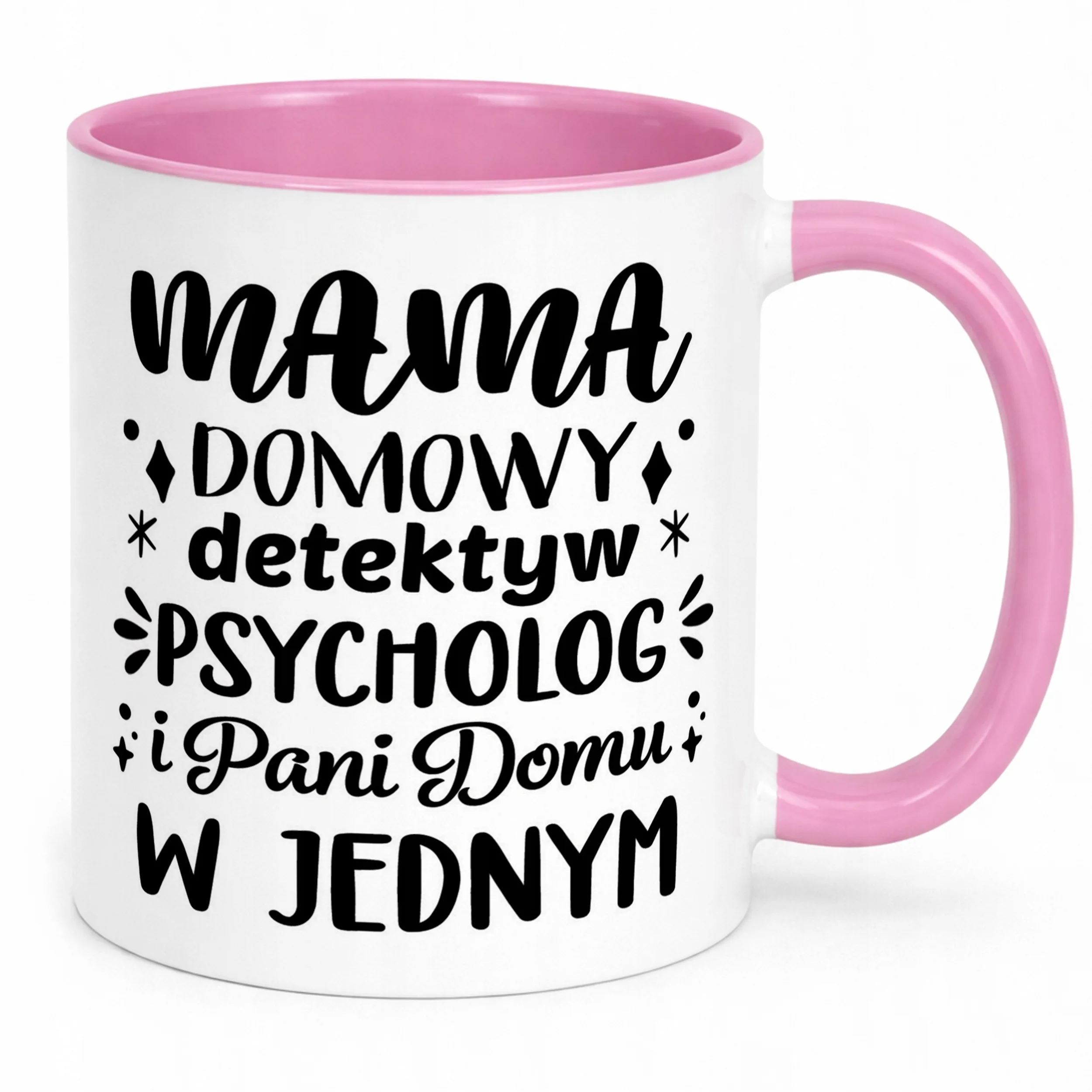 Kubek Różowy Dzień Matki Dla Mamy Prezent Domowy Detektyw Psycholog