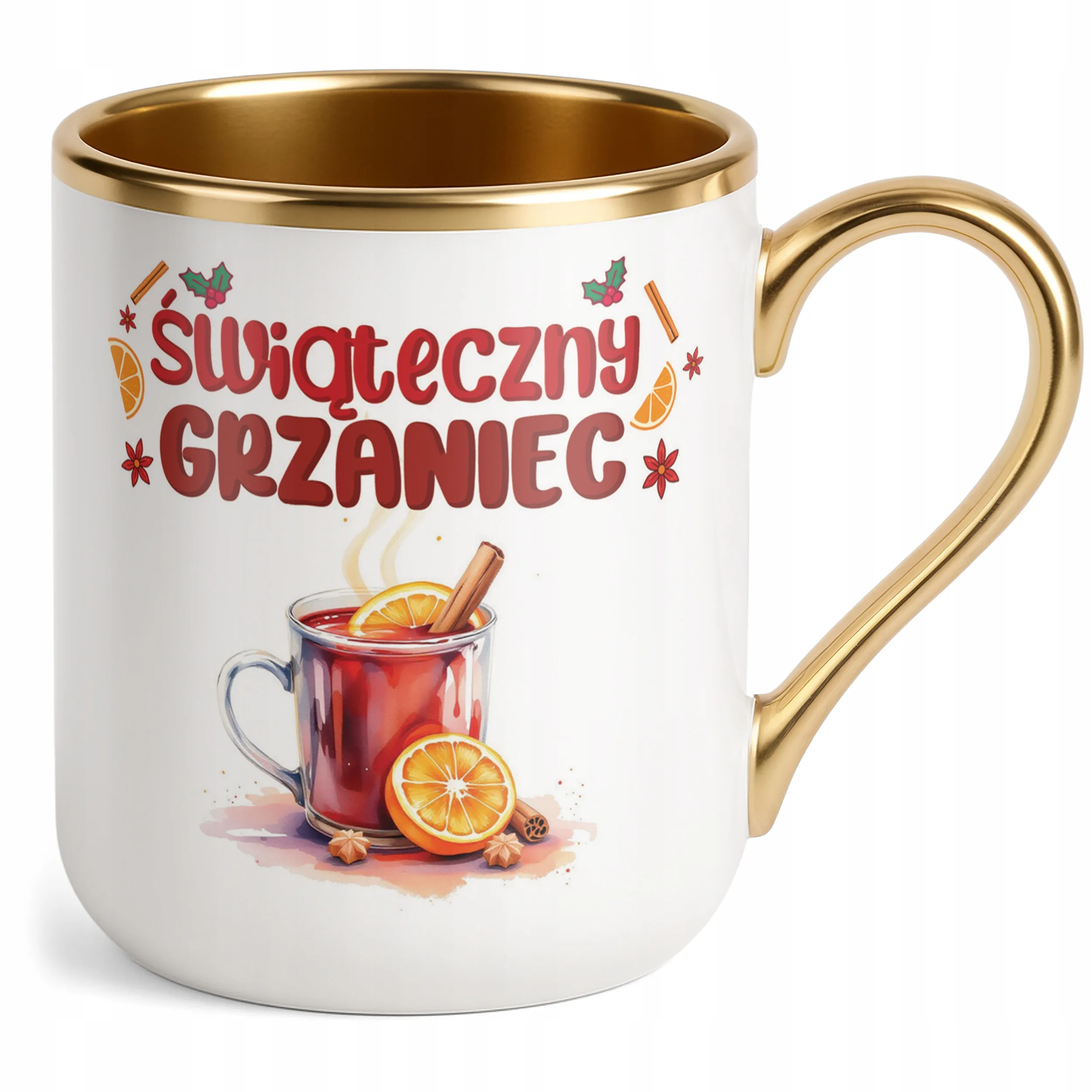 Kubek Premium Złoty Świąteczny Grzaniec Boże Narodzenie