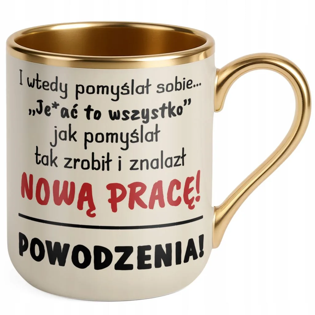 Kubek Premium Złoty Ecru Na Pożegnanie Odejście z Pracy Zabawny Prezent
