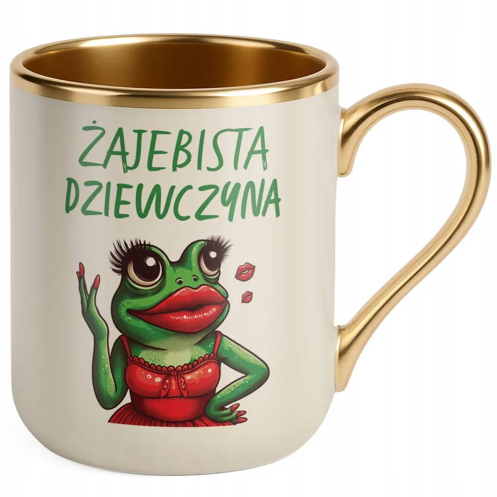 Kubek Premium Złoty Ecru Żajebista Dziewczyna Dzień Kobiet Prezent