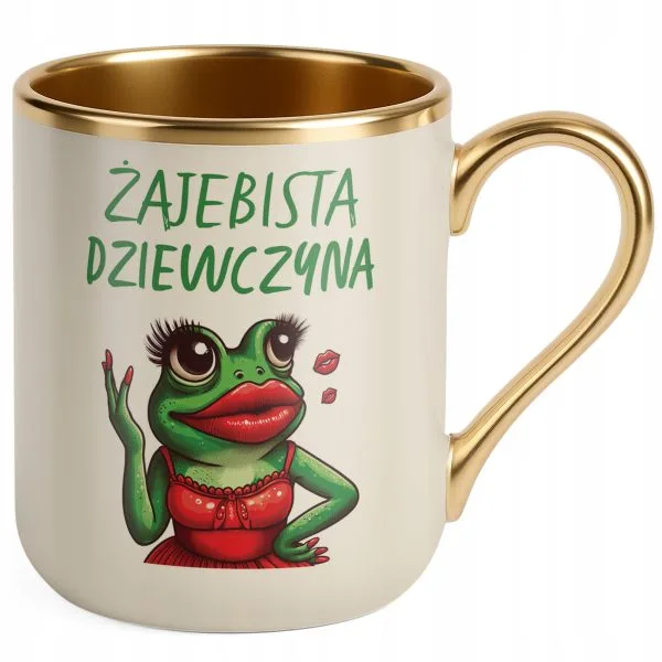 Kubek Premium Złoty Ecru Żajebista Dziewczyna Dzień Kobiet Prezent