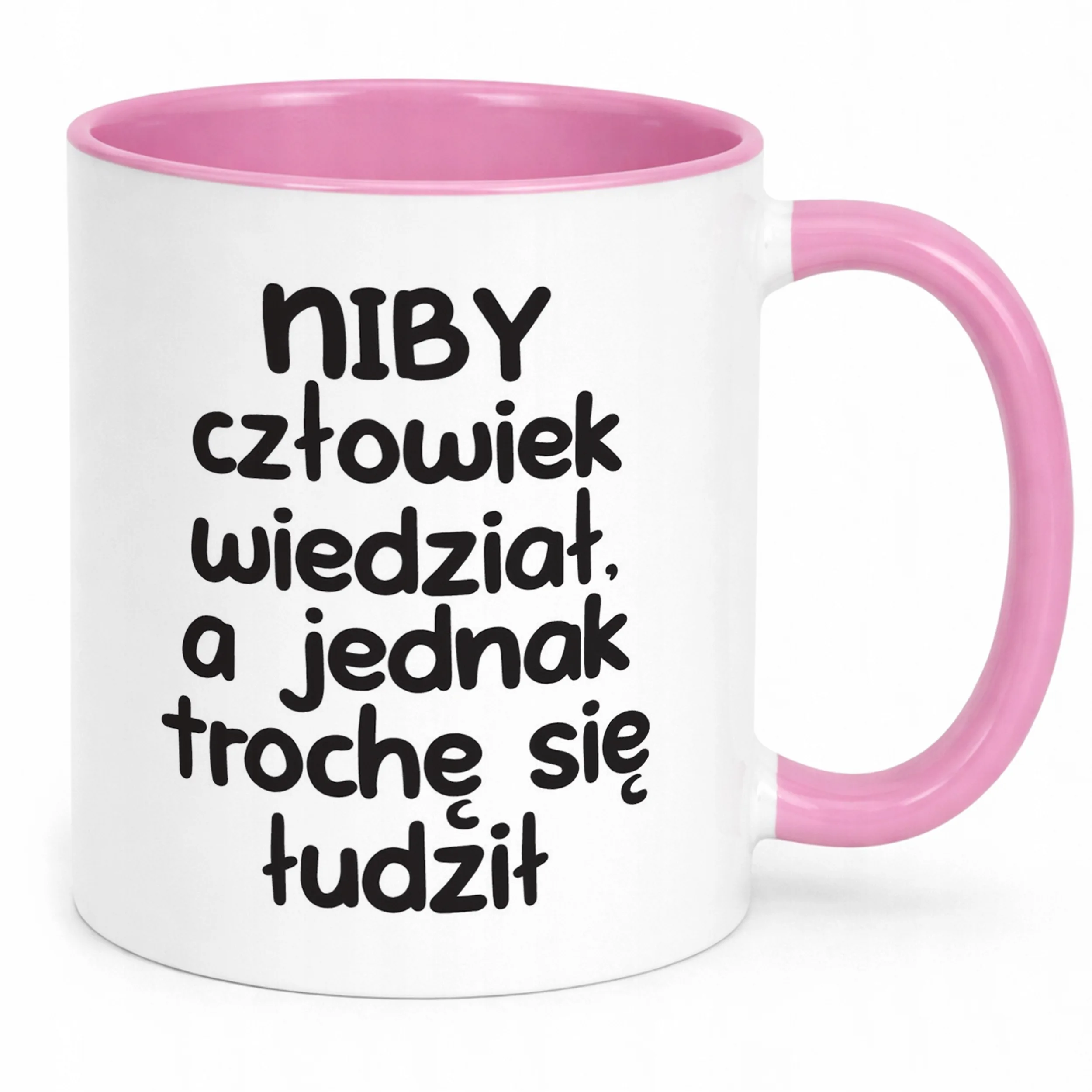 Kubek Różowy Niby Człowiek Wiedział Śmieszny Zabawny Prezent