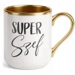 Kubek Premium Złoty Super Szef Dla Szefa Praca Prezent Upominek