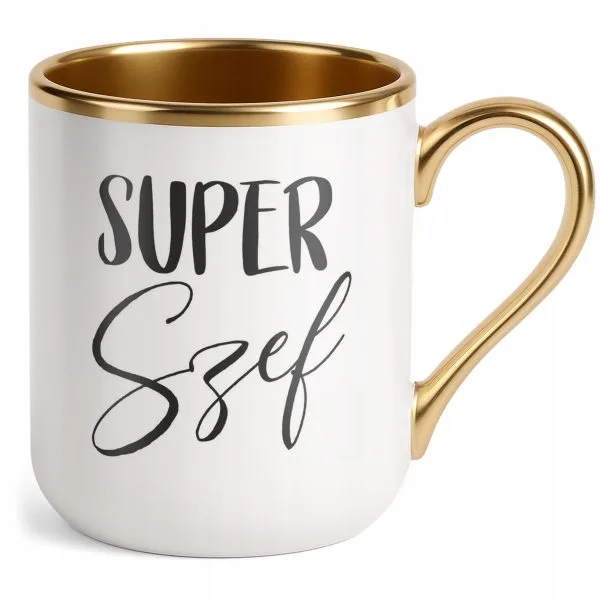 Kubek Premium Złoty Super Szef Dla Szefa Praca Prezent Upominek