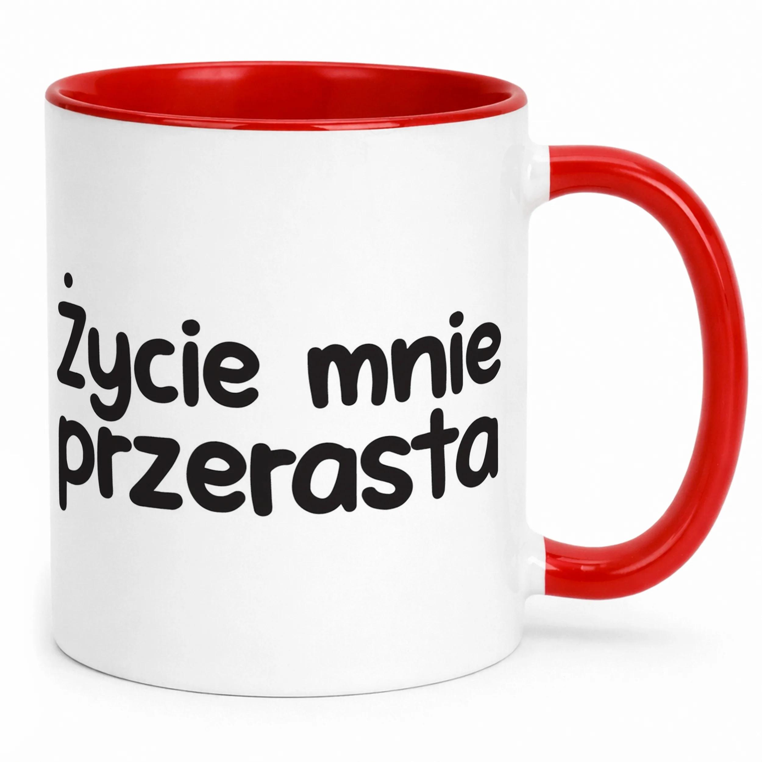 Kubek Czerwony Życie Mnie Przerasta Śmieszny Zabawny Prezent