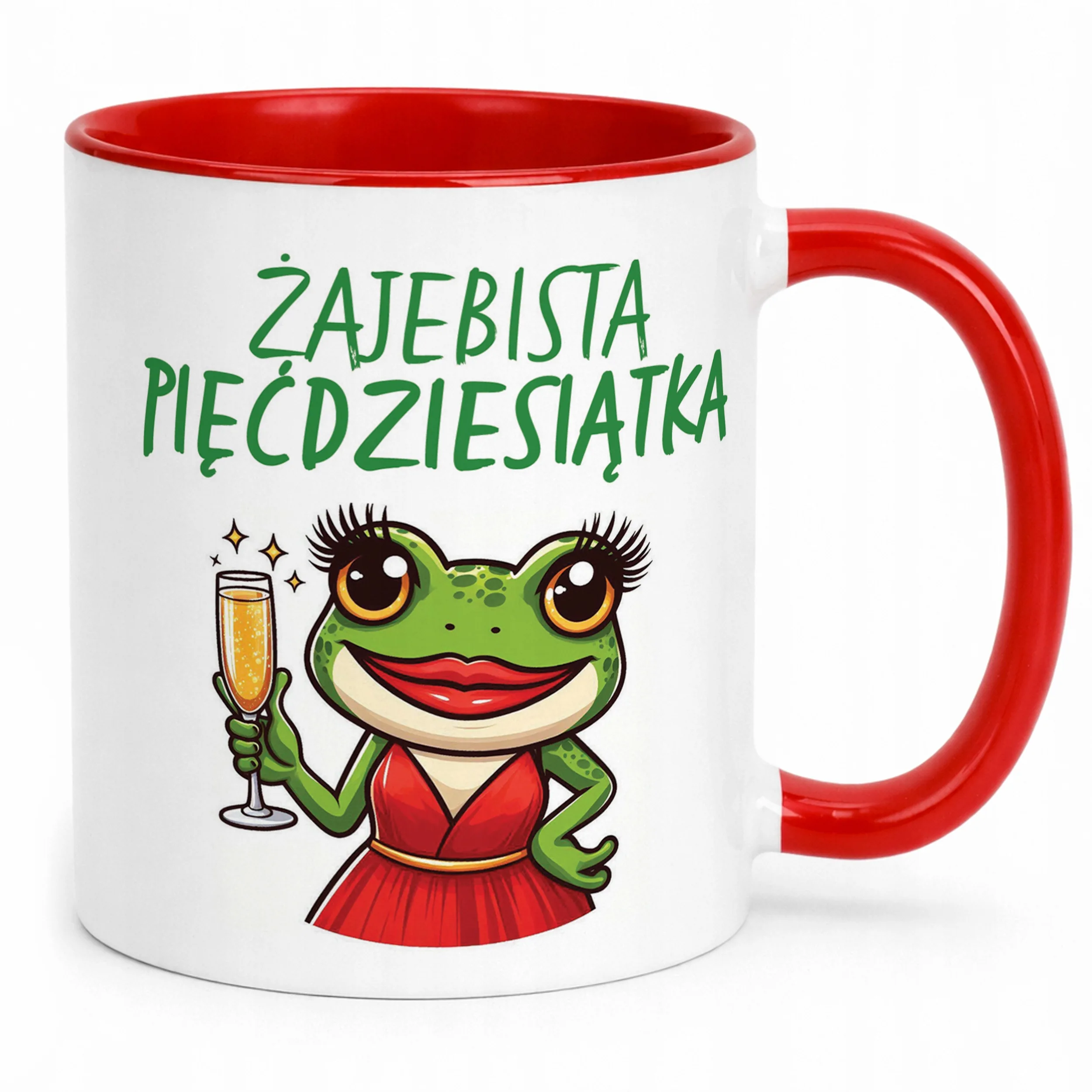 Kubek Czerwony Żajebista 50 Dla Kobiety Na Urodziny Prezent