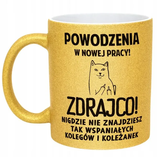 Złoty kubek brokatowy Na Pożegnanie Odejście z Pracy Zabawny Prezent