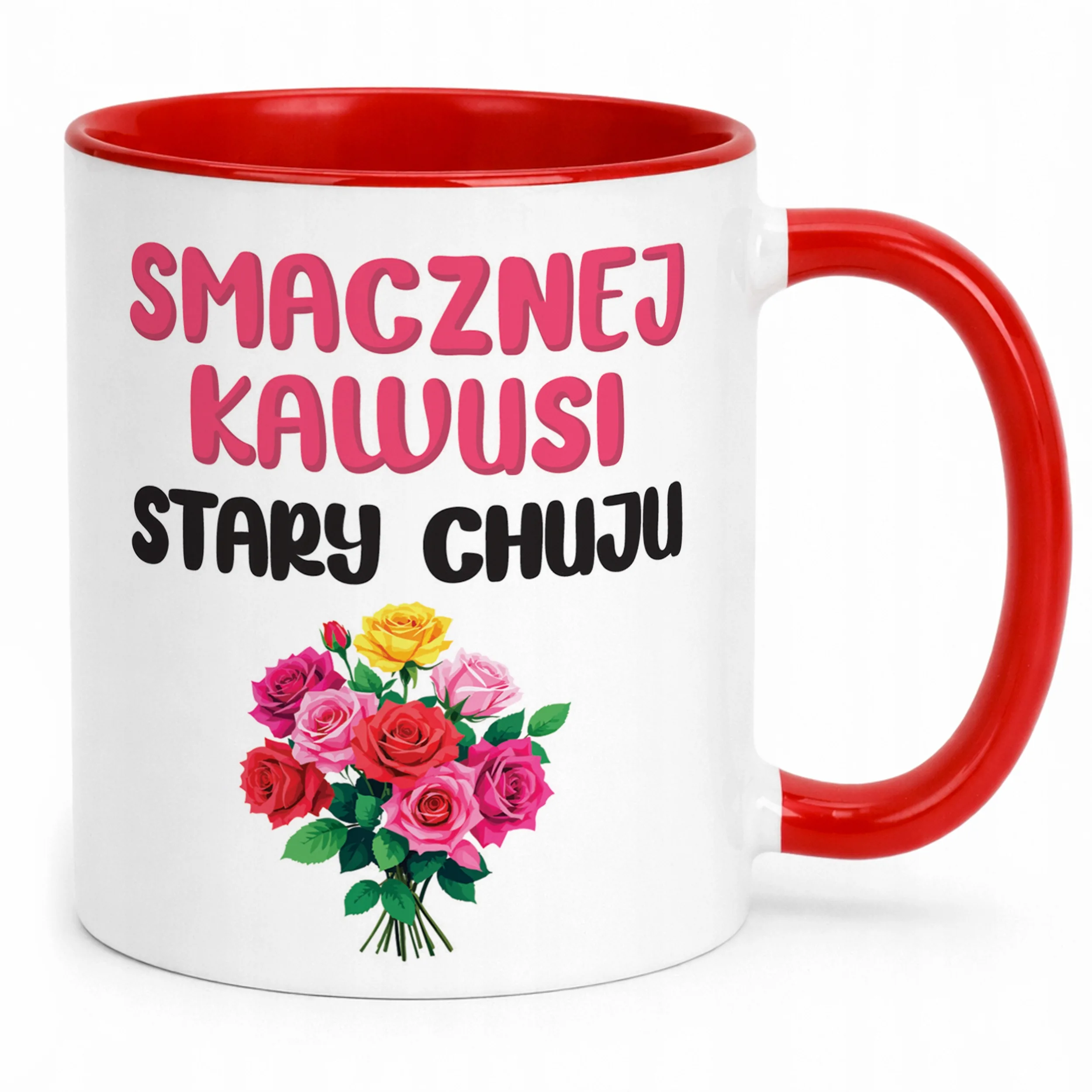 Kubek Czerwony Smacznej Kawus Stary Ch**u Śmieszny Zabawny Prezent