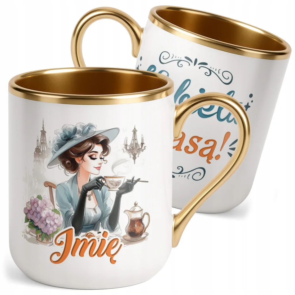 Kubek Premium Złoty Personalizowany Dzień Kobiet Zabawny Prezent Upominek