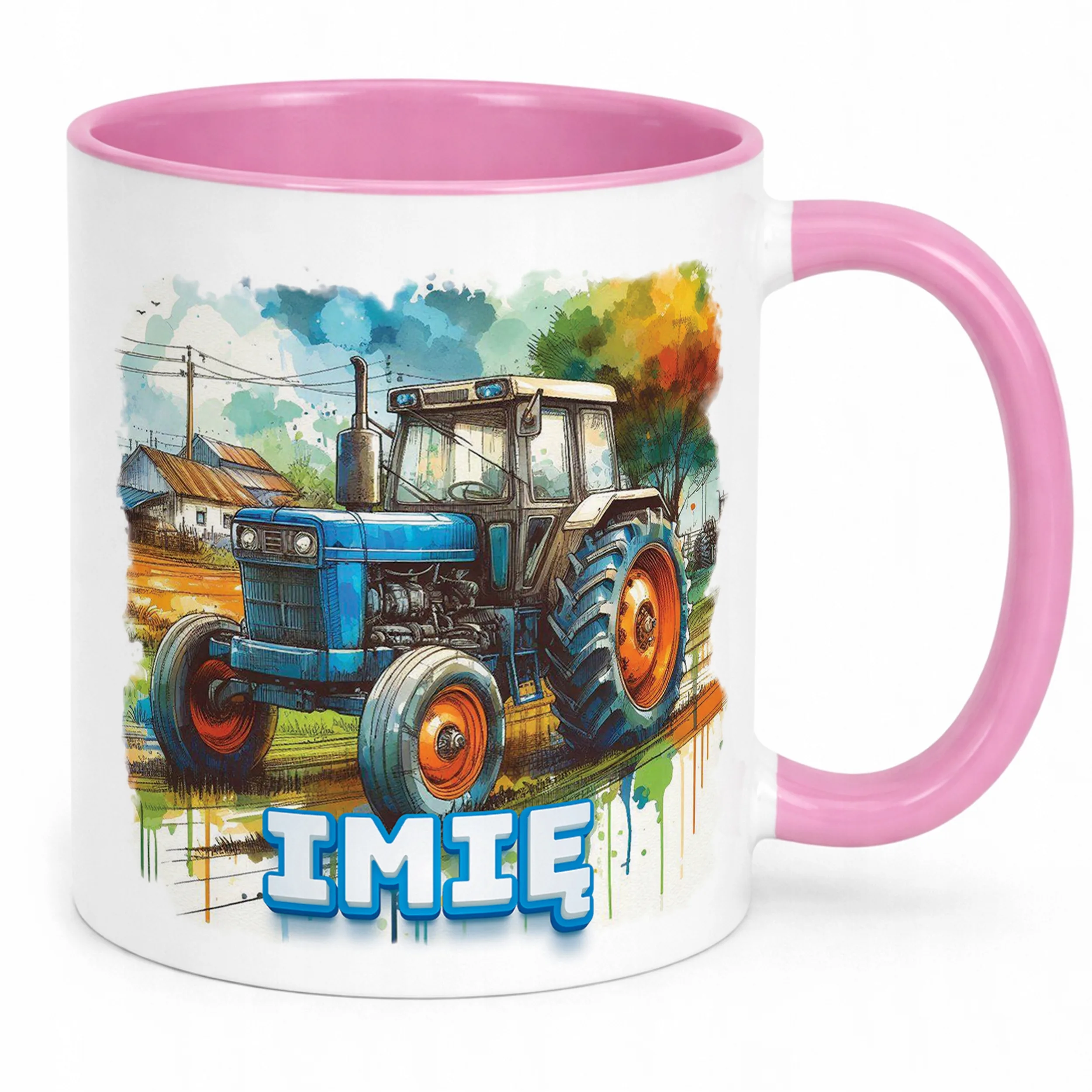 Kubek Różowy Personalizowany Dla Fanów Traktorów Traktor Prezent