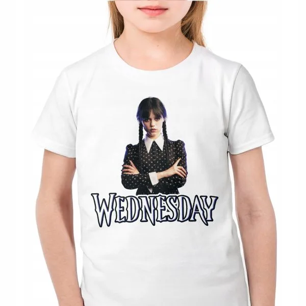 Koszulka biała dziecięca Nevermore Wednesday Dla Fanów Serialu