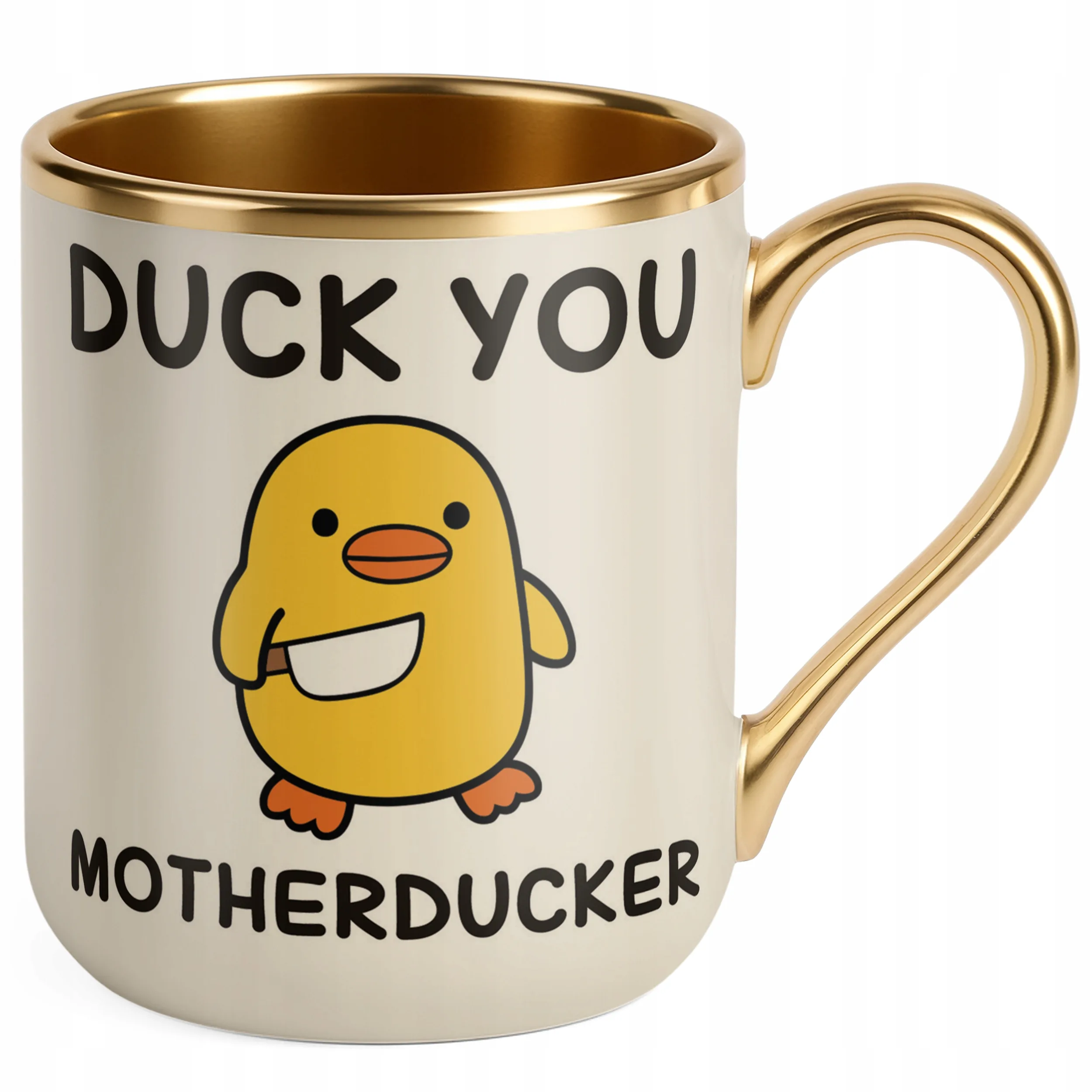Kubek Premium Złoty Ecru Duck You Śmieszny Zabawny