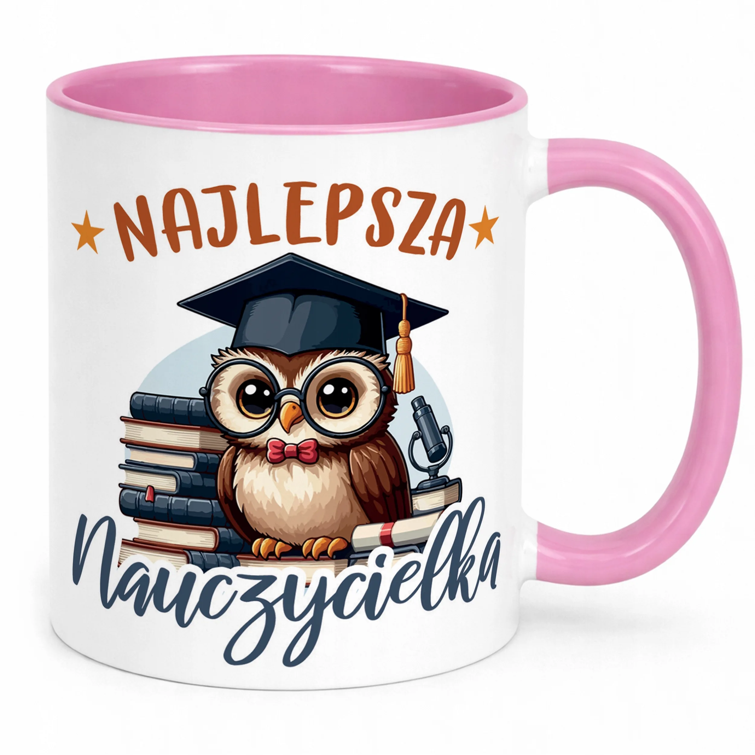 Kubek Różowy Najlepsza Nauczycielka Dzień Nauczyciela Prezent