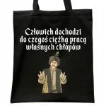 Torba bawełniana czarna na zakupy 1670 Człowiek Dochodzi Do Czegoś