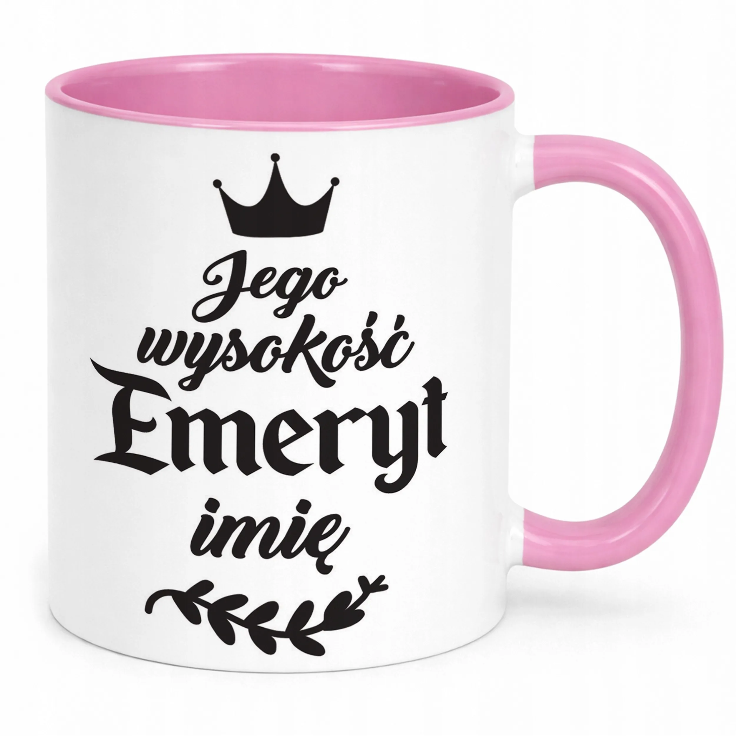 Kubek Różowy Personalizowany z okazji Emerytury Dla Emeryta Prezent