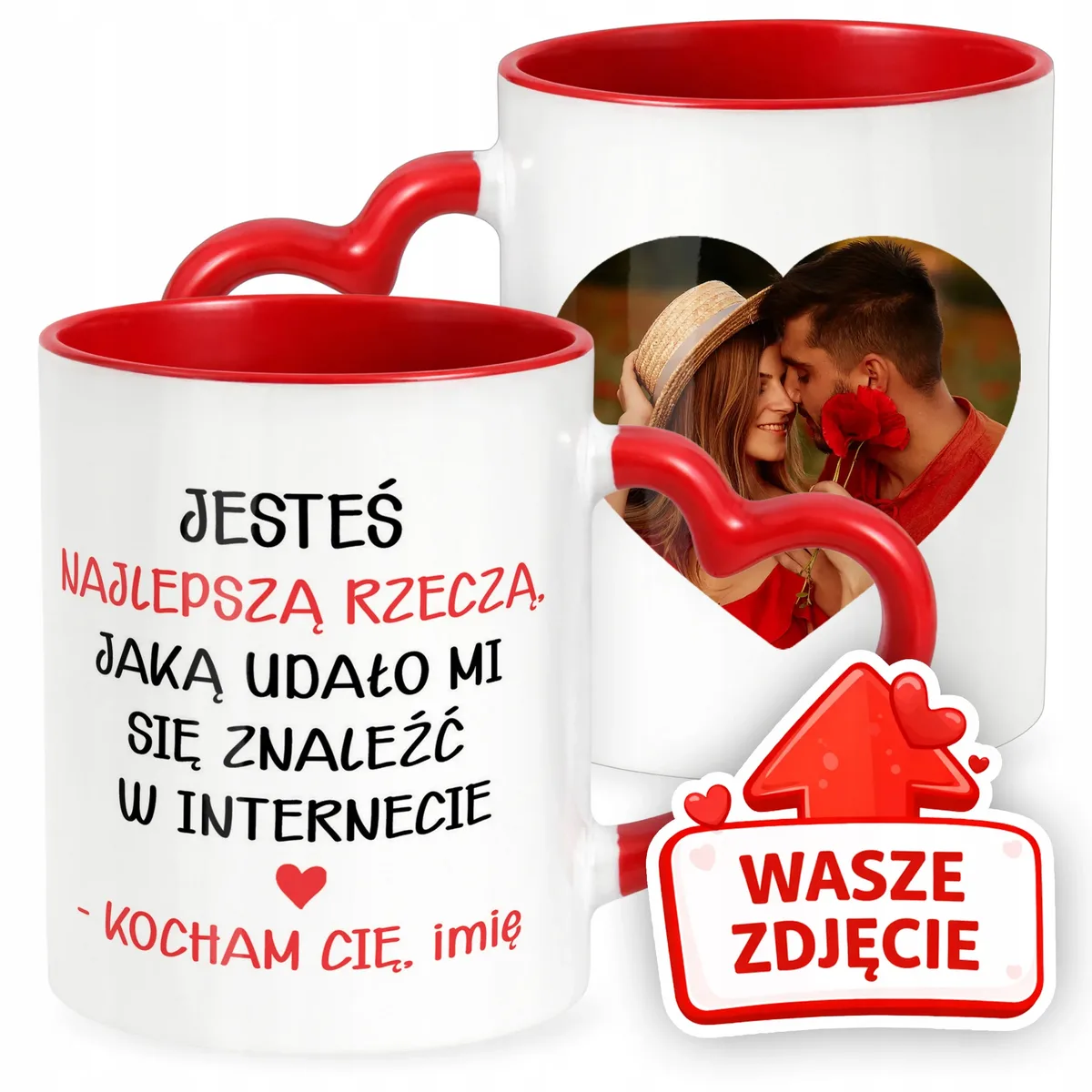 Kubek Walentynkowy Z Własnym Zdjęciem Imionami Serce Walentynki Prezent