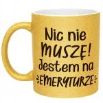 Złoty kubek brokatowy Z okazji Emerytury Dla Emeryta Emerytki Prezent