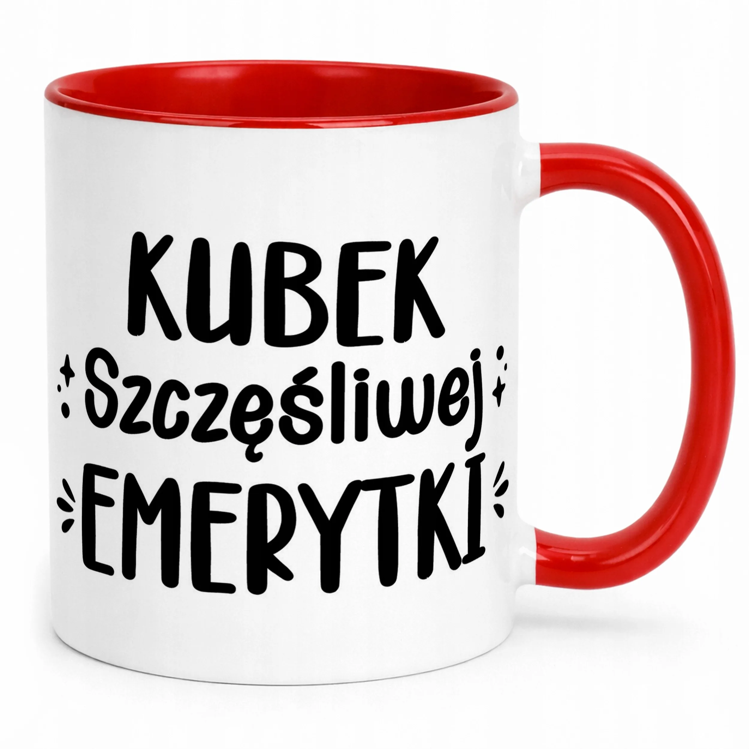 Kubek Czerwony z okazji Emerytury Dla Emerytki Prezent Upominek