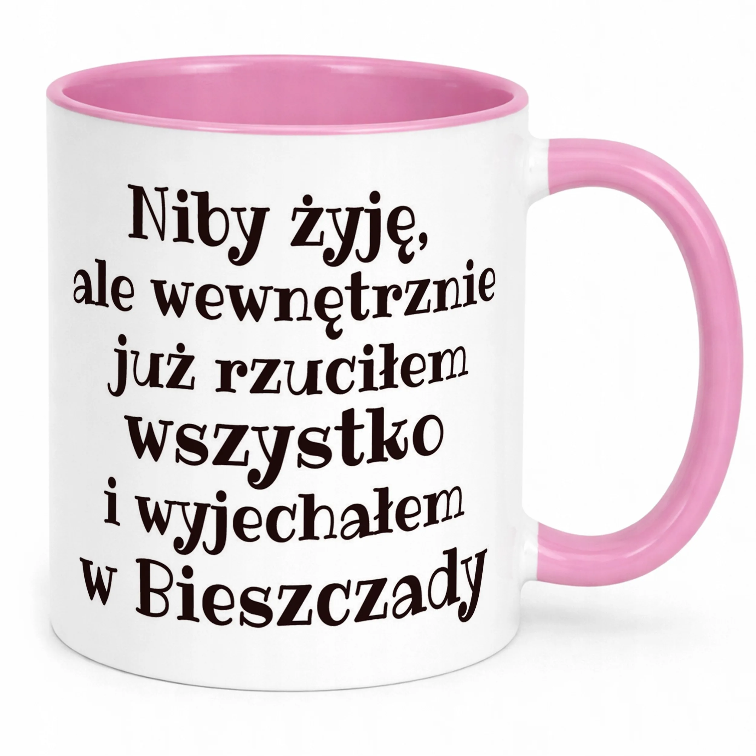 Kubek Różowy Niby Żyje Ale Wewnętrznie Śmieszny Zabawny Prezent