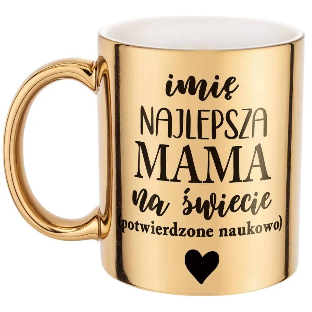 Złoty Kubek ceramiczny Personalizowany Dzień Matki Dla Mamy Prezent