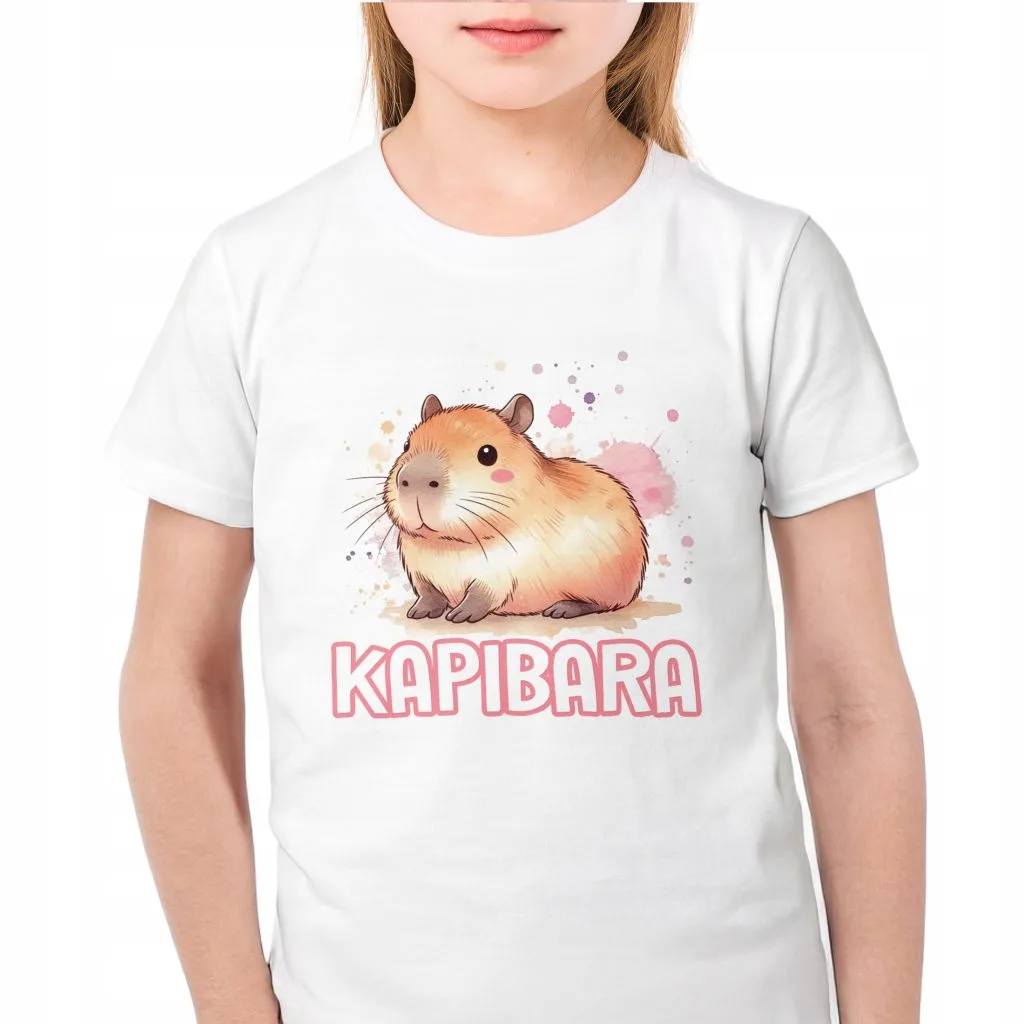 Koszulka biała dziecięca Kapibara Capybara Zwierzak